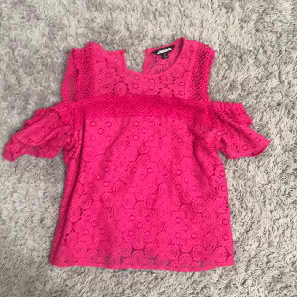 hot pink off the shoulder with short sleeves top - Picture 1 of 1
